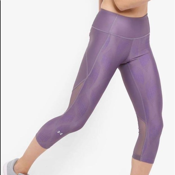 New: Under Armour Women’s Activewear HG High Waist Metallic Purple Legging - Picture 1 of 4